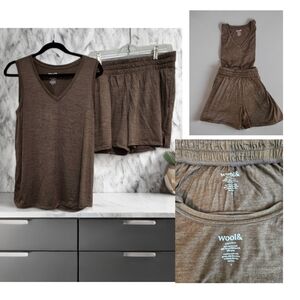 WOOL& Cocoa Brown Heather Merino Wool Lounge Set  Women's L